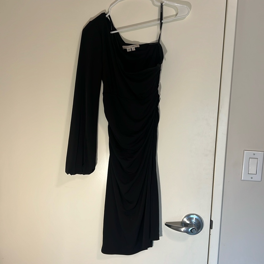 One Shoulder, Maggy London, Black Rouge Cocktail Dress